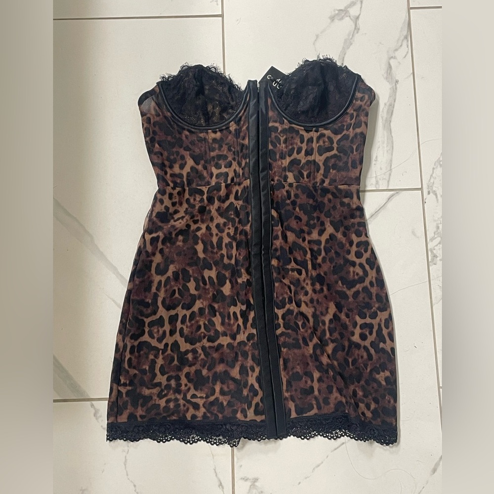 Current Mood Black Mesh Bustier Top